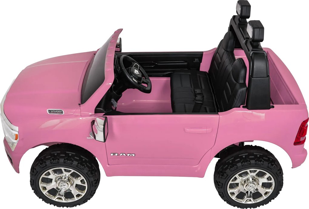 Jipe elétrico para Crianças 24V RAM 3500 Rodas de espuma EVA, assento Couro ecológico Rosa