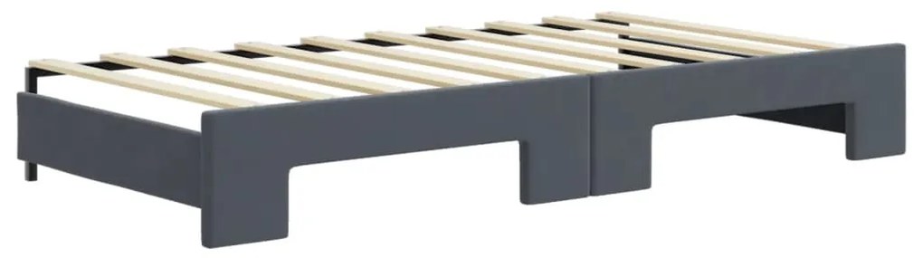 Sofá-cama c/ gavetão e gavetas 90x190 cm veludo cinzento-escuro