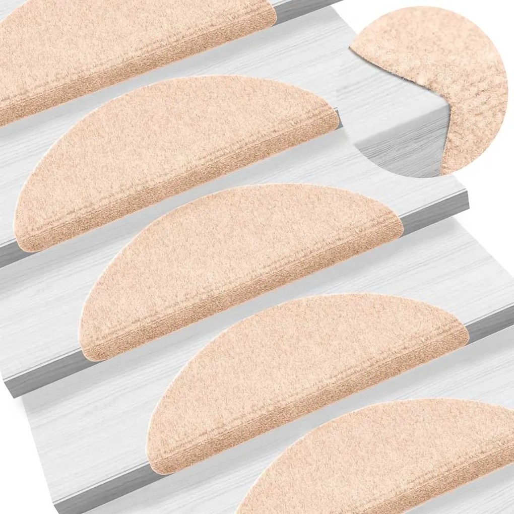 Tapetes de escada adesivos 20 pcs 56x17x3 cm creme