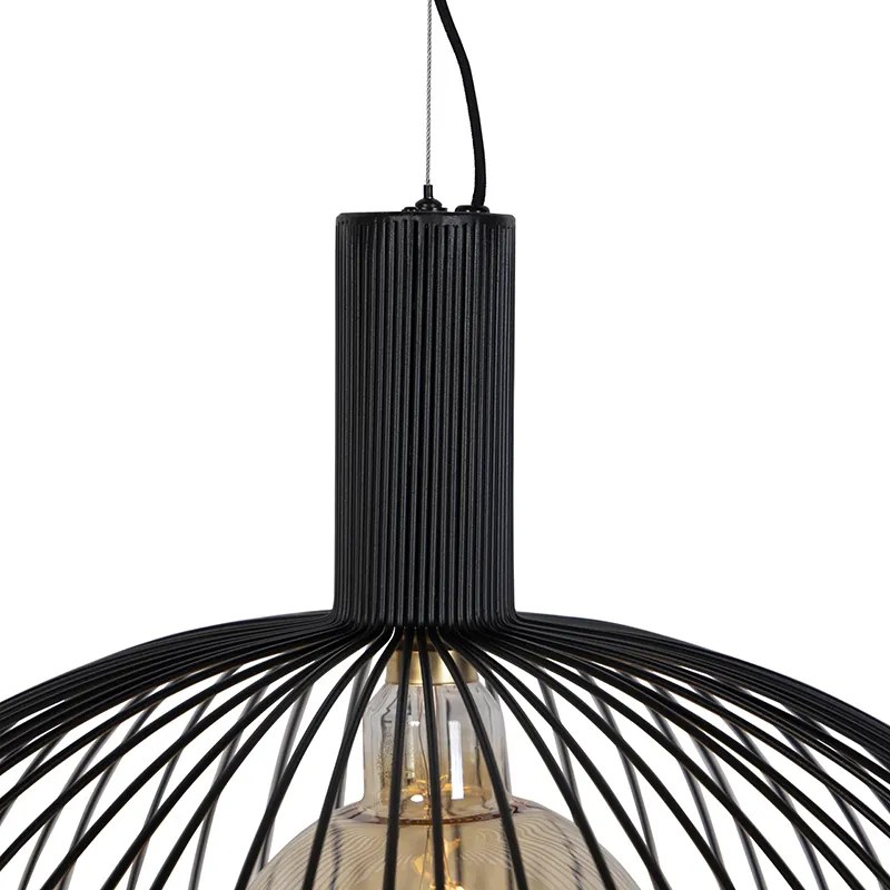 Candeeiro suspenso design preto 70cm - WIRE Dos Moderno