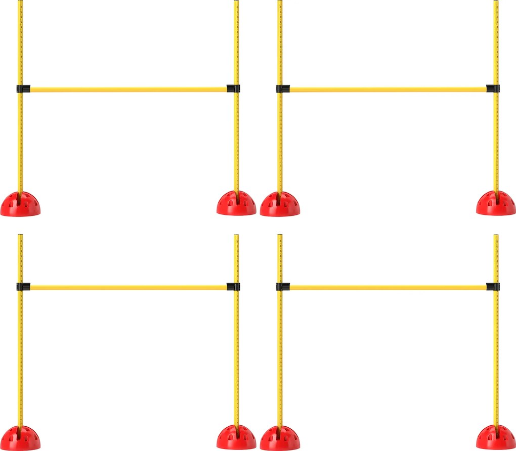 Conjunto de equipamento de agilidade para cães com 4 barreiras de salto ajustáveis em altura, saco de transporte, amarelo e laranja