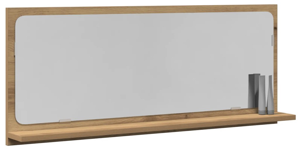 Espelho de casa de banho vidaXL Carvalho artesanal 90x10,5x37 cm Madei