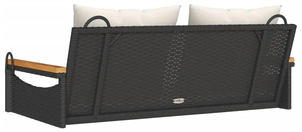 Banco baloiço com almofadões 109x62x40 cm vime PE preto