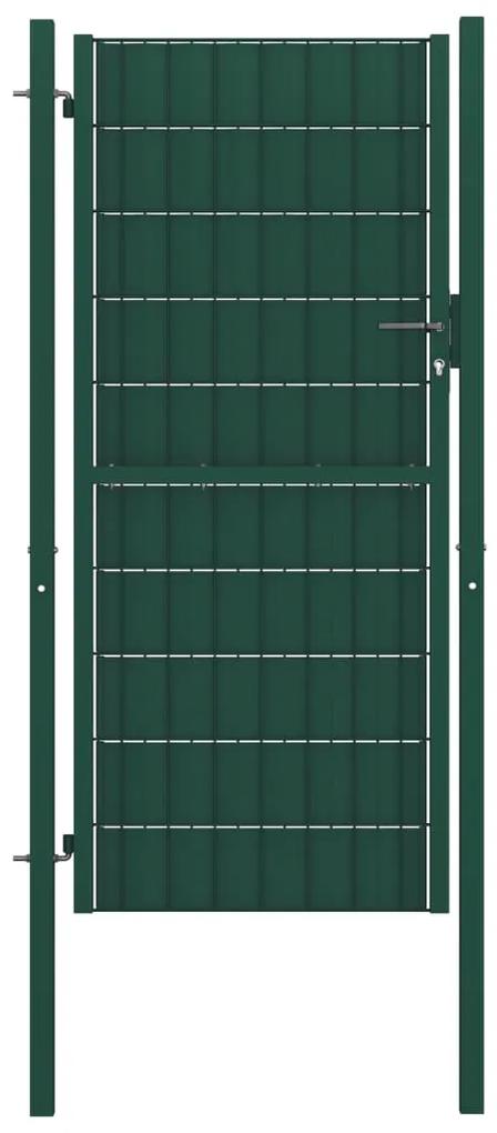 145230 vidaXL Portão de cerca 100x164 cm PVC e aço verde