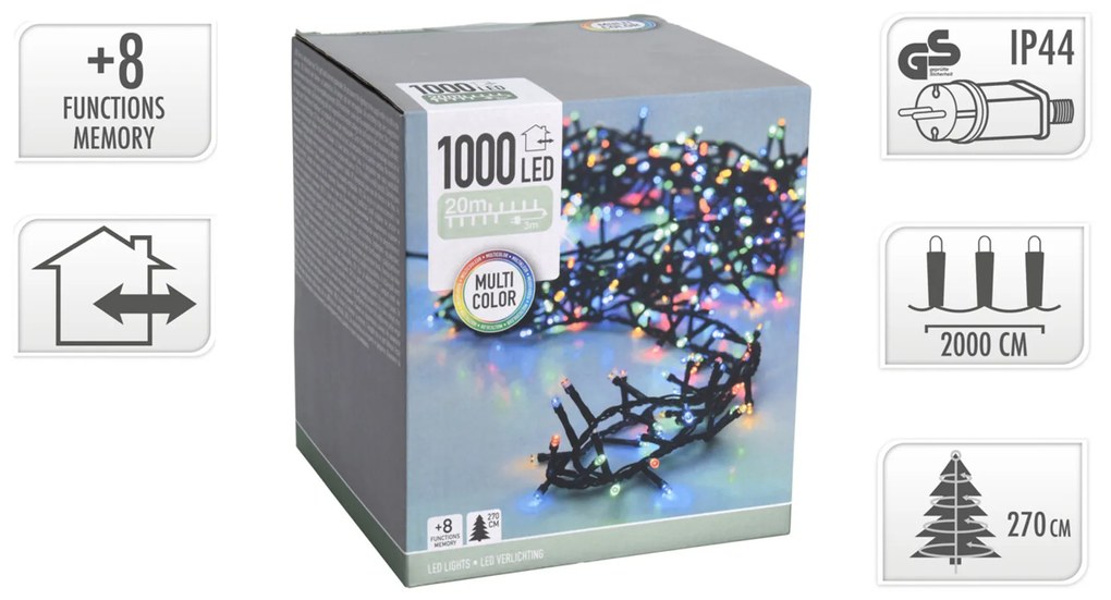 Grinalda 1000 Leds Luz Multicor 20M