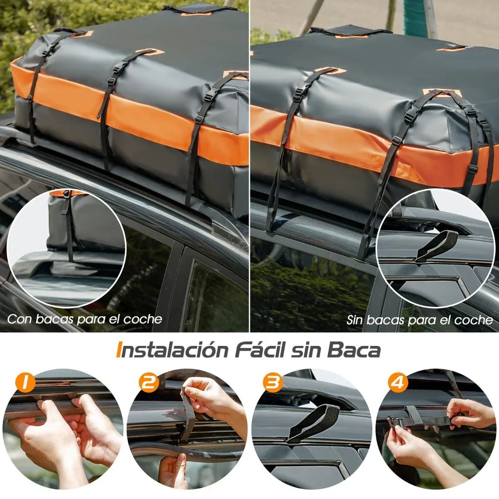 Mala de tejadilho Carro à prova de água 560 L Universal 132 x 100 x 43 cm Preto e laranja