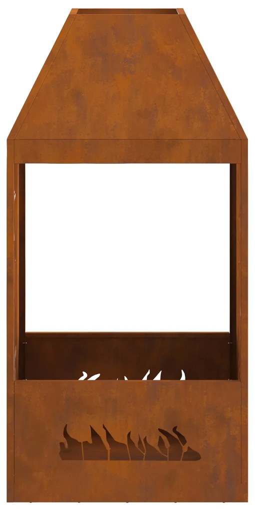 Fogueira vidaXL 50x50x100 cm Aço Envelhecido