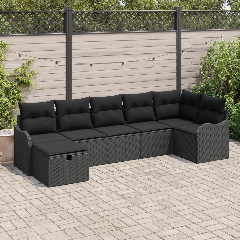 Conjunto de Sofá Modular VidaXL de 7 Peças com Almofadas Rattan Poliés
