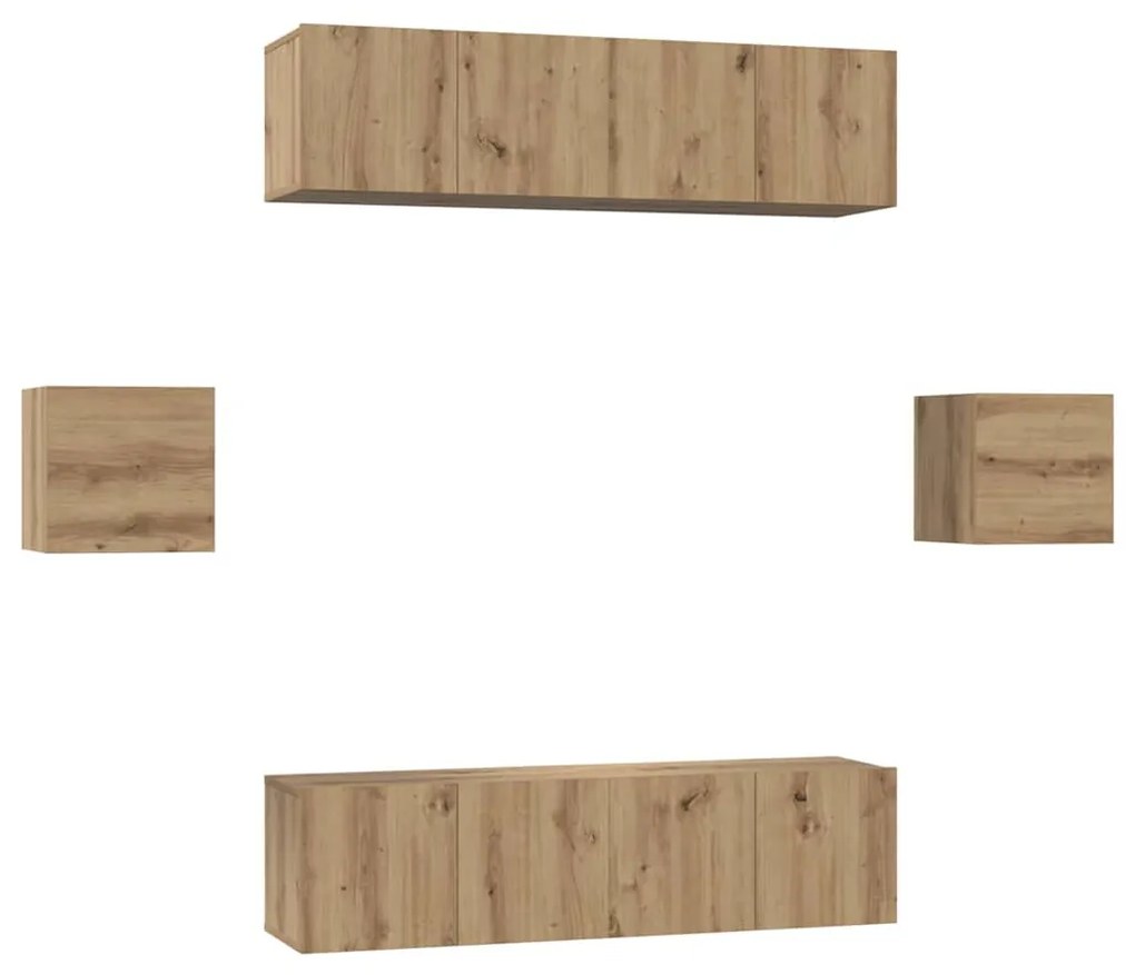 Conjunto de móvel de TV 6 pcs carvalho artisiano