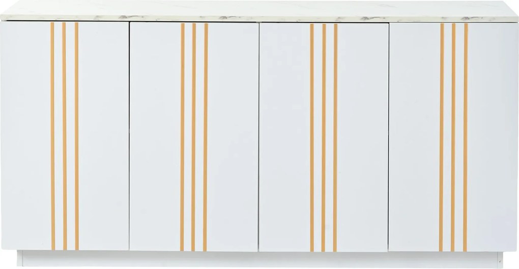 Aparador para sala de estar com 4 portas, Branco | AOSOM Portugal