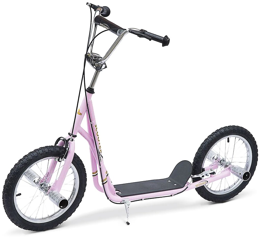 Trotinete para Crianças acima de 5 anos Scooter de 2 Rodas Grandes Insufláveis de 16 Polegadas com Freios e Guidão Ajustável em Altura 143x58x92-100cm