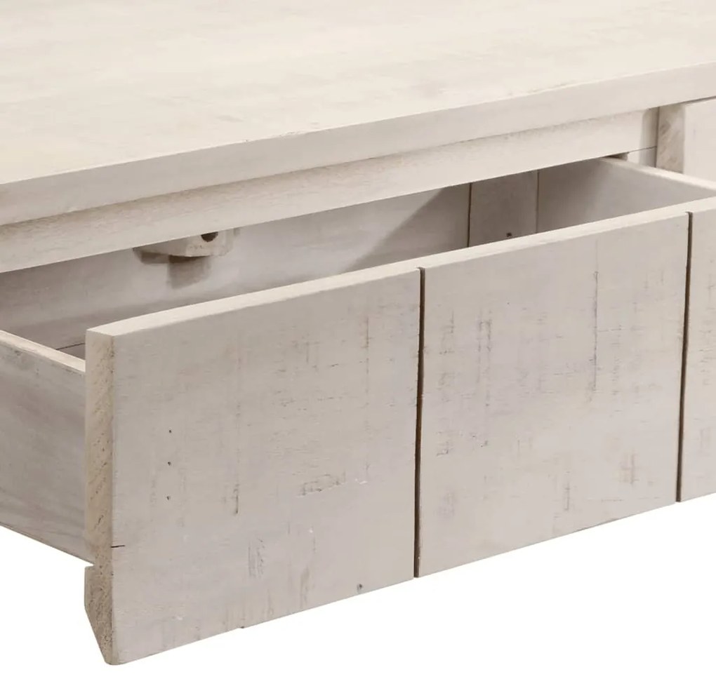 Mesa consola 110x35x75 cm madeira de mangueira maciça branco