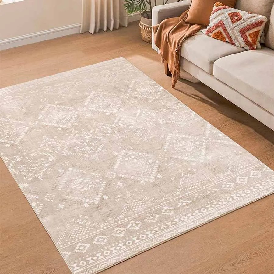 Tapete Boho 140 x 200 cm felpudo bege cappuccino