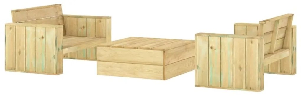 3 pcs conjunto lounge de jardim madeira de pinho impregnada