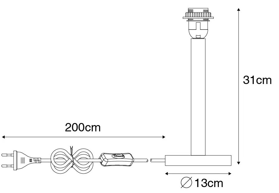 Candeeiro de mesa rústico em madeira sem abajur - Mels