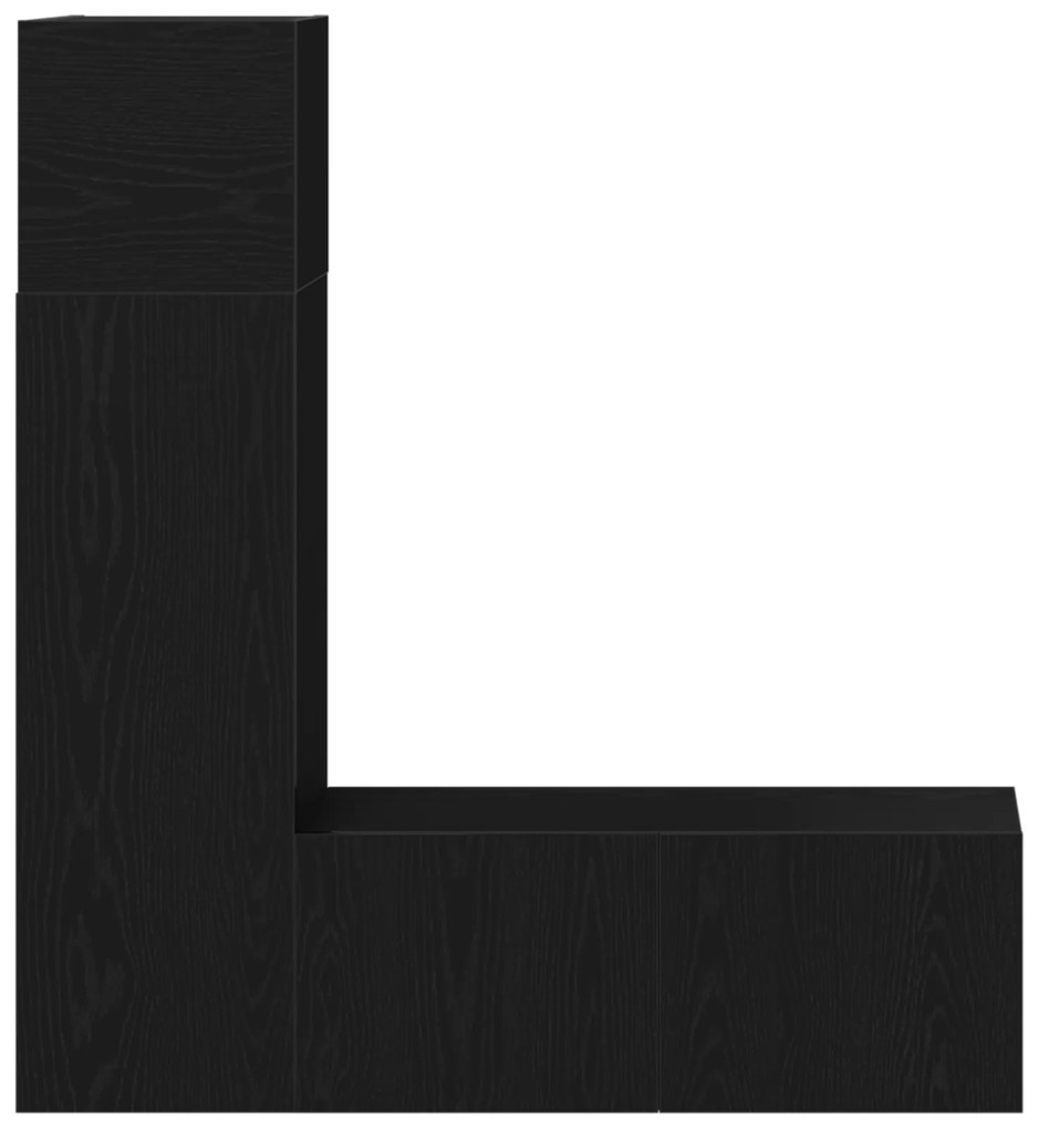 Conjunto de Móvel para TV com 3 Peças em Carvalho Preto, feito de made