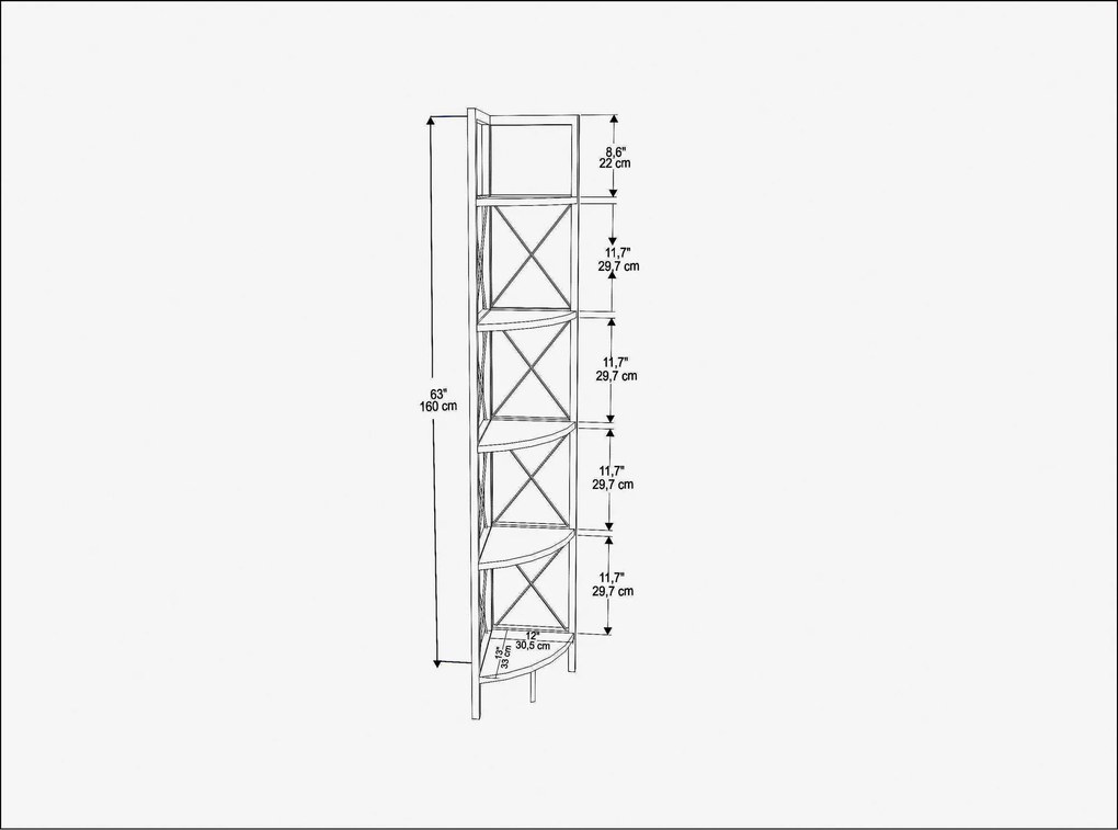 Estante Remo – Preto – 30,5 cm x 33 cm x 160 cm