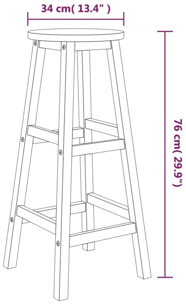 Conjunto de bar 3 pcs madeira de acácia maciça