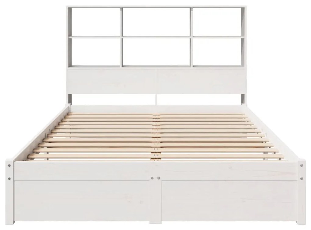 Cama com estante sem colchão 140x200 cm pinho maciço branco