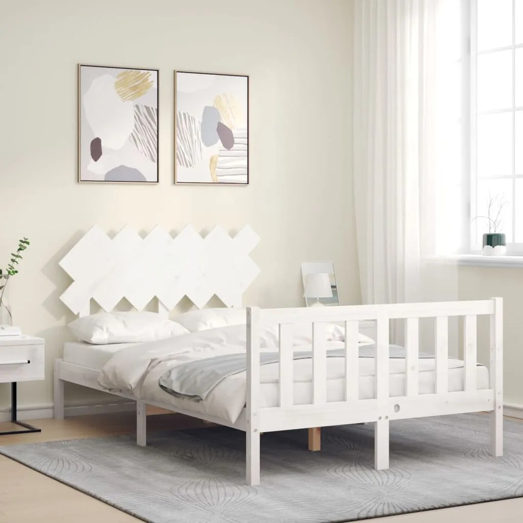 Cama sem colchão 120x200 cm madeira de pinho maciça branco