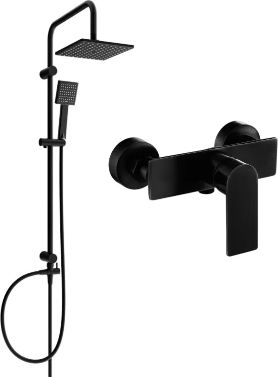 Mexen Alfa Conjunto de chuveiro de sobrepor Tord com chuveiro de chuva e torneira de chuveiro, preto - 745740200-70