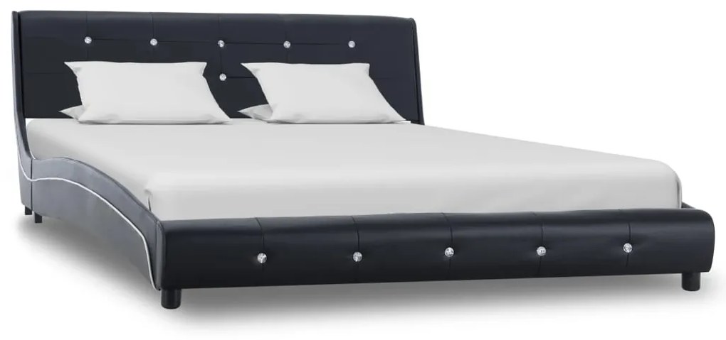 vidaXL Estrutura de cama 140x200 cm couro artificial preto