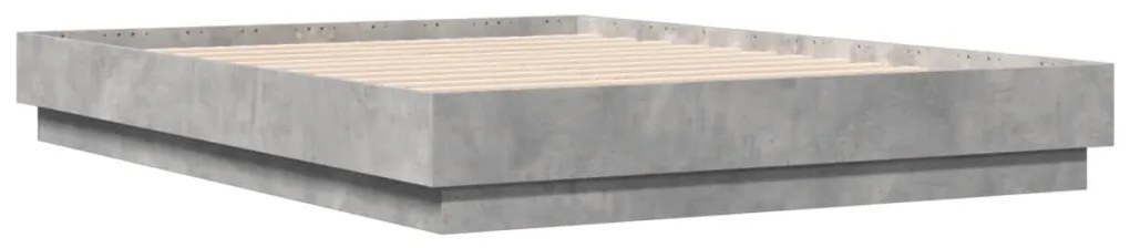 Estrutura de cama com luzes LED 135x190 cm cinzento cimento