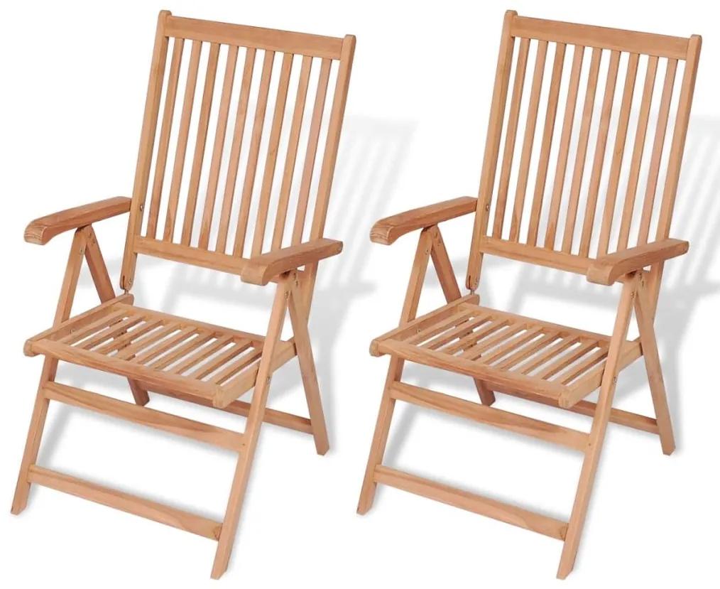 43029 vidaXL Cadeiras de jardim reclináveis 2 pcs madeira teca maciça