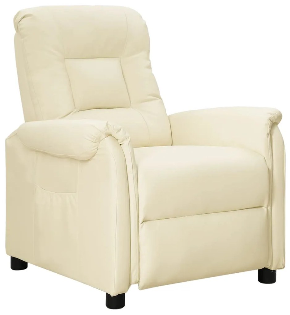 vidaXL Poltrona reclinável couro artificial cor creme