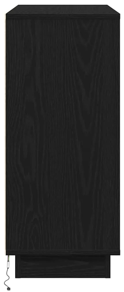 Sideboard com LED Carvalho Preto 90x32x75 cm Madeira de Engenharia