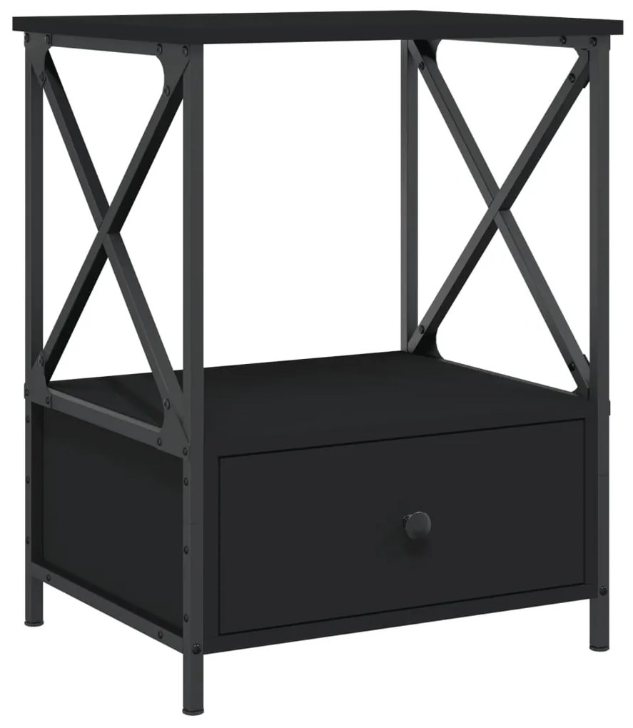 Mesas de cabeceira 2 pcs 50x41x65 cm derivados de madeira preto