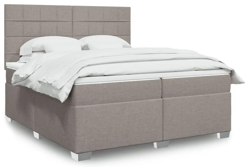 vidaXL Cama com molas/colchão 200x200 cm tecido castanho-acinzentado