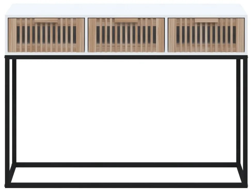 Mesa consola 105x30x75 cm derivados de madeira e ferro branco