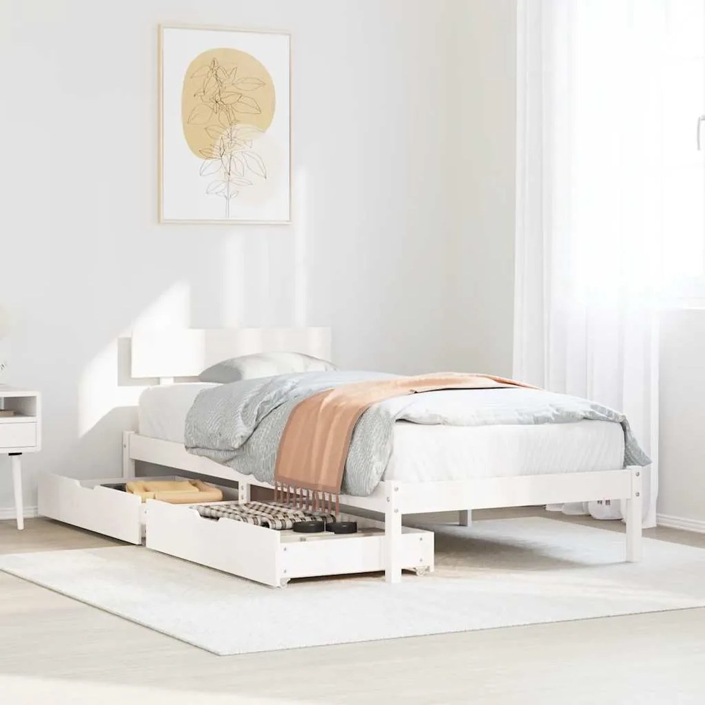 vidaXL Cama sem colchão 90x190 cm madeira de pinho maciça branco