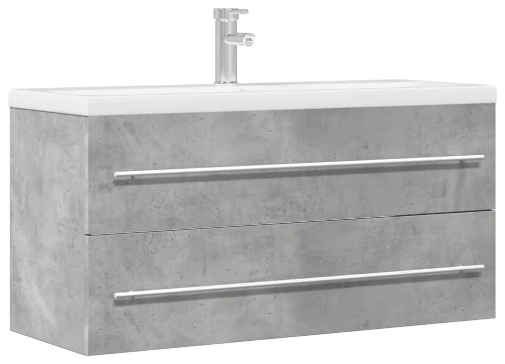 vidaXL Armário lavatório 100x38,5x48 cm contraplacado cinzento cimento