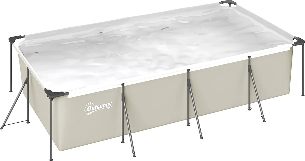 Piscina Desmontável Tubular 394,5x208,3x80,5 cm 6075 L Retangular com Estrutura Metálica para 4-6 Pessoas Cinza