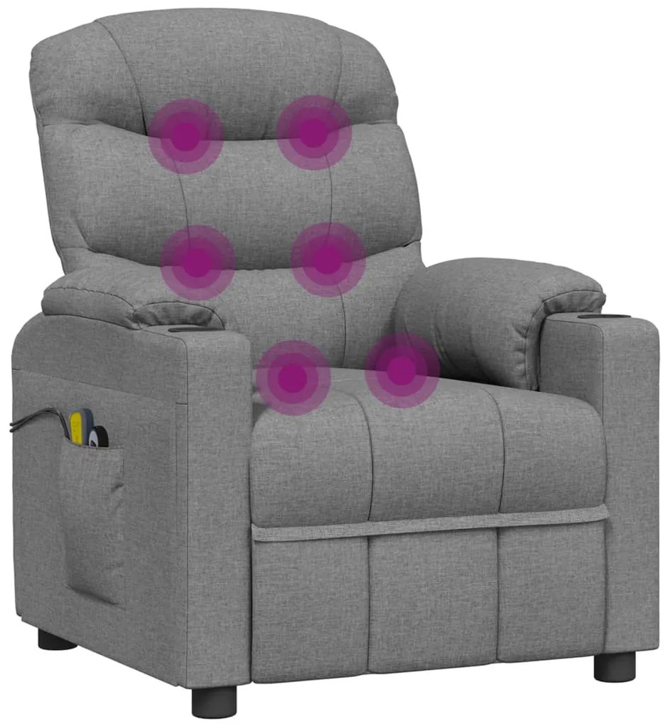 Poltrona de massagens elétrica tecido cinzento-claro