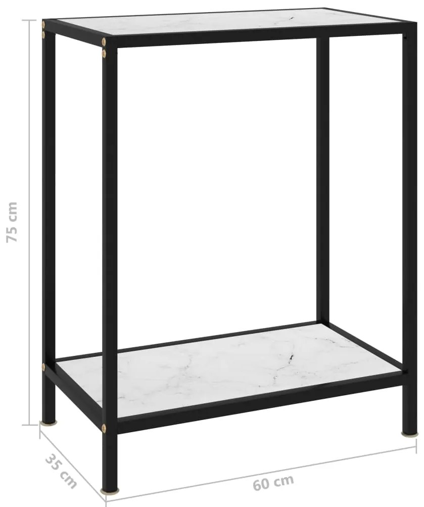 Mesa consola 60x35x75 cm vidro temperado branco