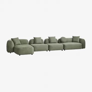 Sofá Modular Chaise Longue Esquerdo De 4 Peças Em Chenille Coco Chenille Verde Sálvia - Sklum