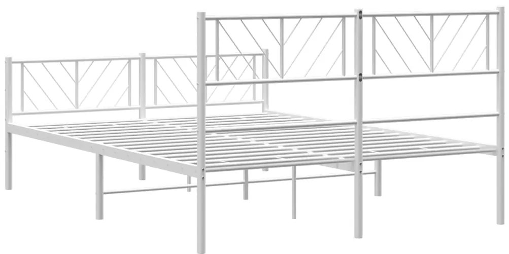 Estrutura de cama com cabeceira e pés 160x200 cm metal branco