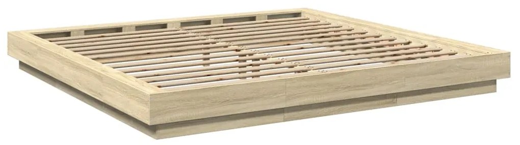 Estrutura de cama 200x200 cm derivados madeira carvalho sonoma