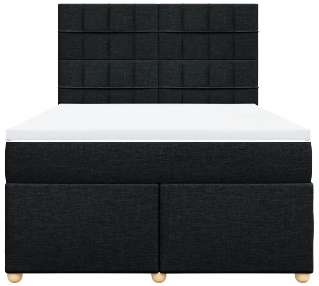 Cama com molas/colchão 140x200 cm tecido preto