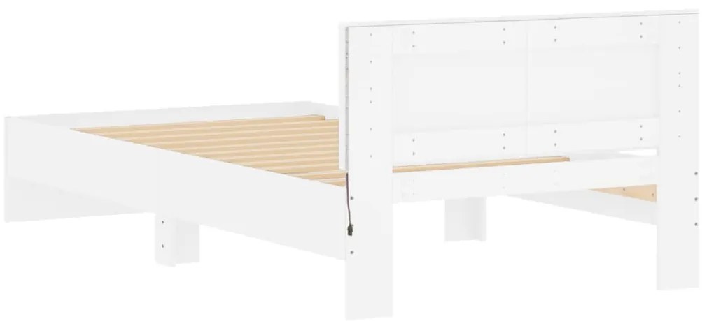 Estrutura de cama com cabeceira e luzes LED 100x200 cm branco