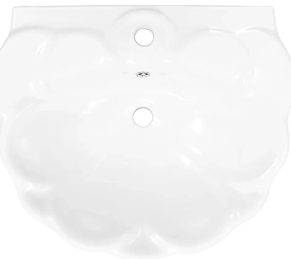 Lavatório com coluna cerâmica branco 580x510x200 mm