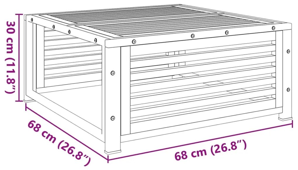 Mesa de jardim 68x68x30 cm madeira de acácia maciça