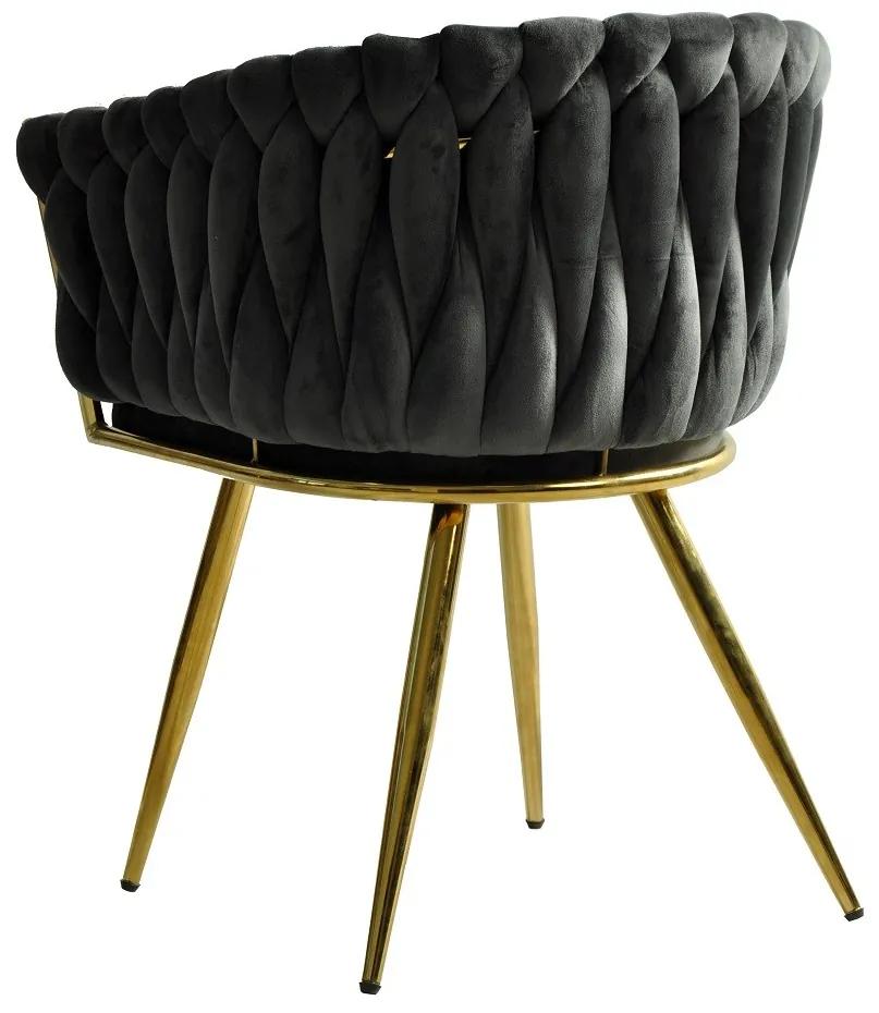 Conjunto 2 Cadeiras KING, metal dourado, tecido veludo cinza escuro