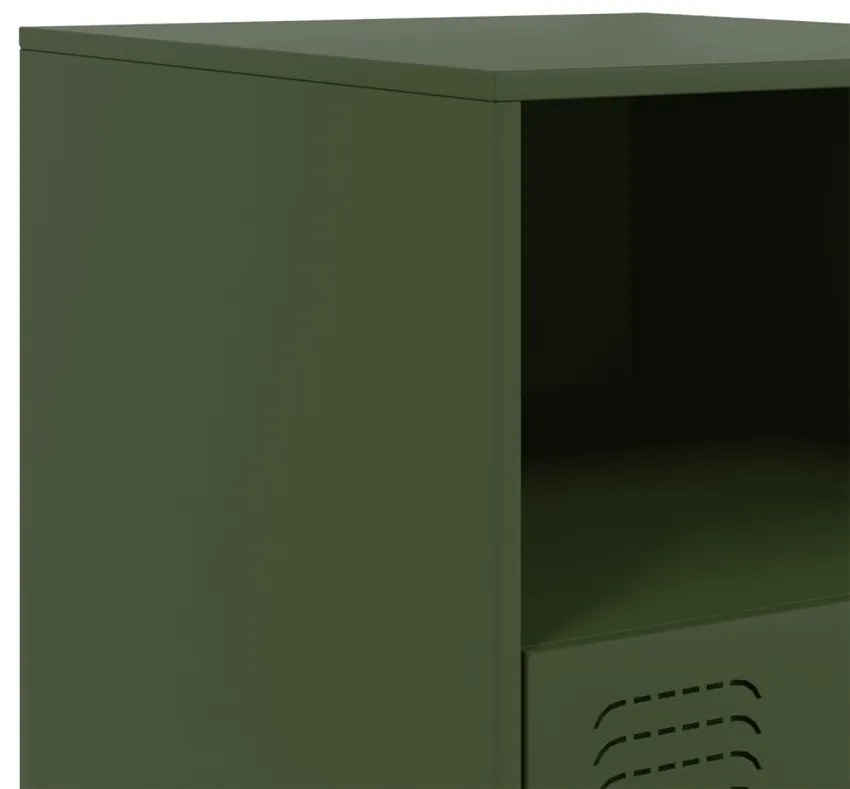 Mesa de cabeceira 34,5x39x44 cm aço verde azeitona