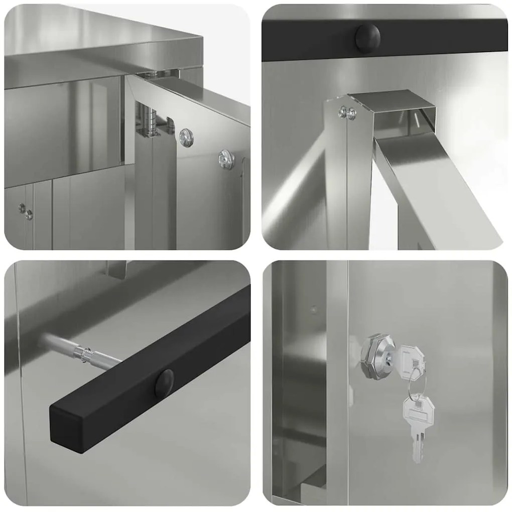 caixa de correio Preto 30 x 23 x 55 cm Aço galvanizado