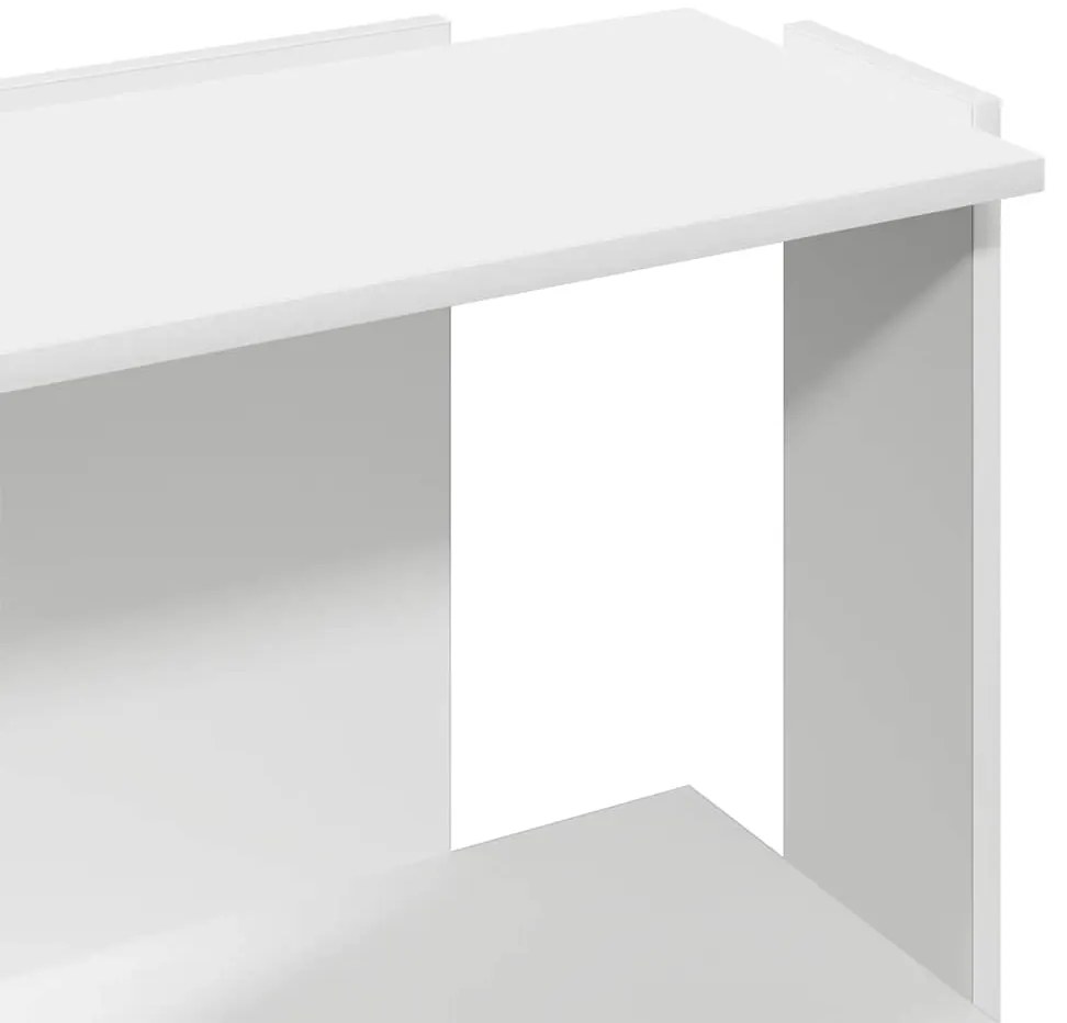 Estante de 3 camadas 60x30x80 cm madeira trabalhada branco