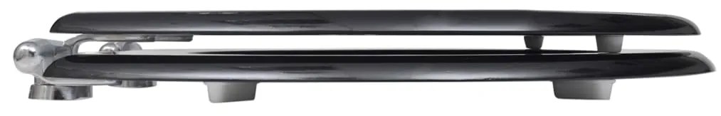 Assentos de sanita com tampas de fecho suave 2 pcs MDF preto
